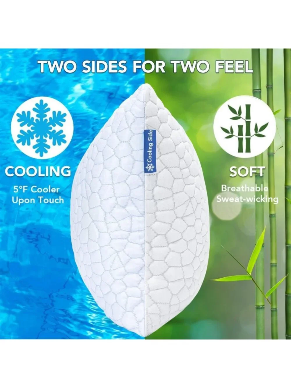 Cooling Shredded Memory Foam Pillows Set of 2 - Adjustable Firmness for All